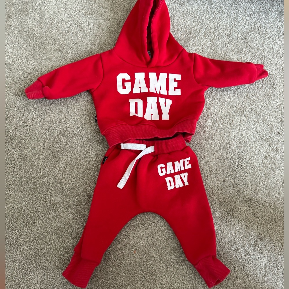 Olive and Scout baby Game Day sweatsuit